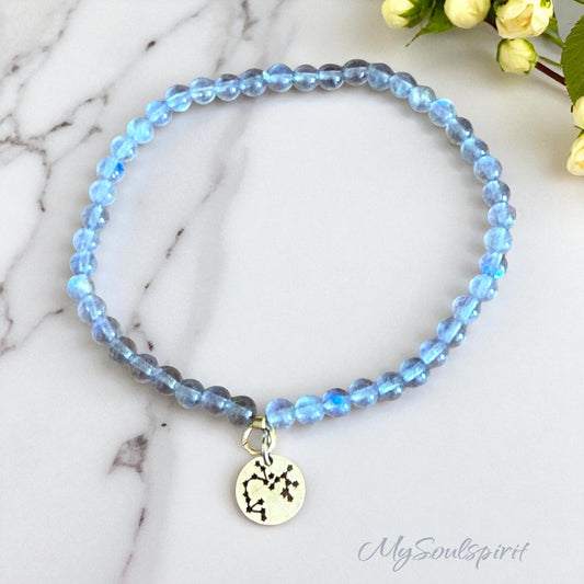 Labradorit Armband 4 mm Perlen mit Sternzeichen Schütze