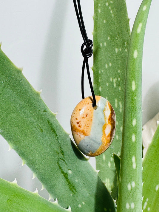 BUNTJASPIS Anhänger mit Lederband - Kristall