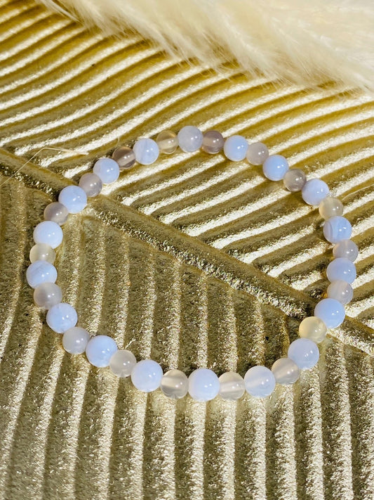 KINDERARMBAND blauer Chalcedon / Achat 4mm - Armband