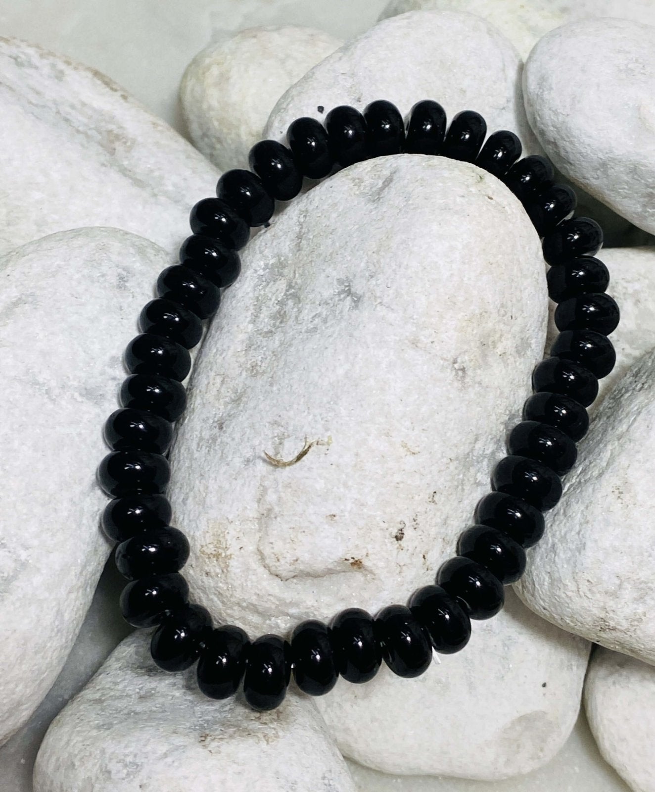 ONYX Button - Armband 17 cm - Perlenarmband
