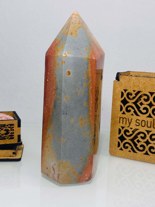 Polychrom JASPIS Turm 719 Gramm / 14,3 cm (Unikat) - Heilstein