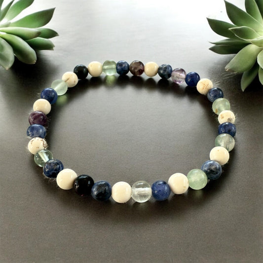 Armband „Leichtigkeit & Körpergefühl" Fluorit, Magnesit und Sodalith