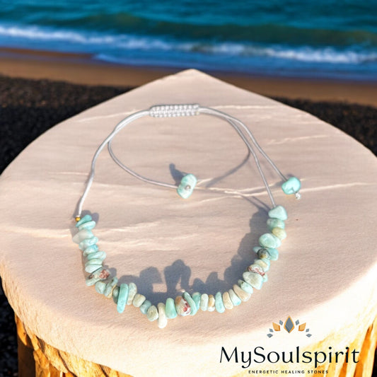 Larimar Fußkettchen mit verstellbarem Band
