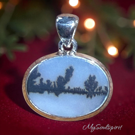 Dendriten ACHAT Kettenanhänger 925er Silber