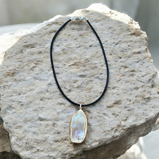 Perlen Muschel Anhänger - Statement Kette