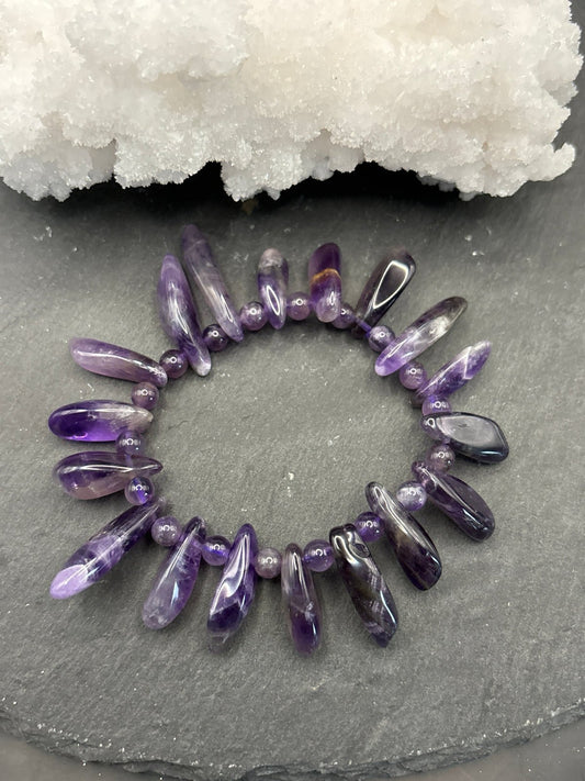 AMETHYST Splitterarmband - große Splitter & Perlen - Armband