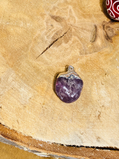 AMETHYST Kettenanhänger mit Silberlasche