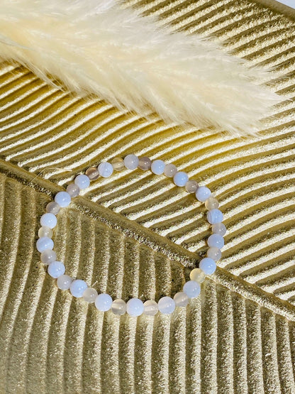 KINDERARMBAND blauer Chalcedon / Achat 4mm - Armband