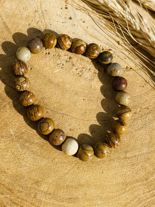 Landschafts - JASPIS Armband mit 8 mm Perlen - Perlenarmband