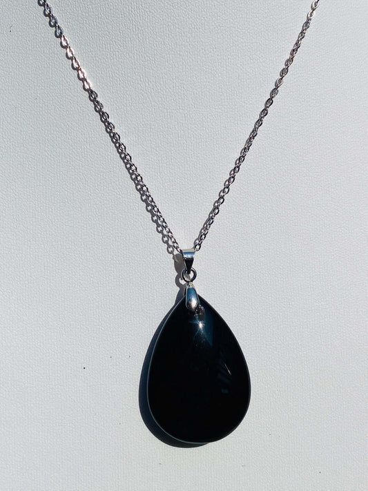 OBSIDIAN Anhänger mit Silberkette