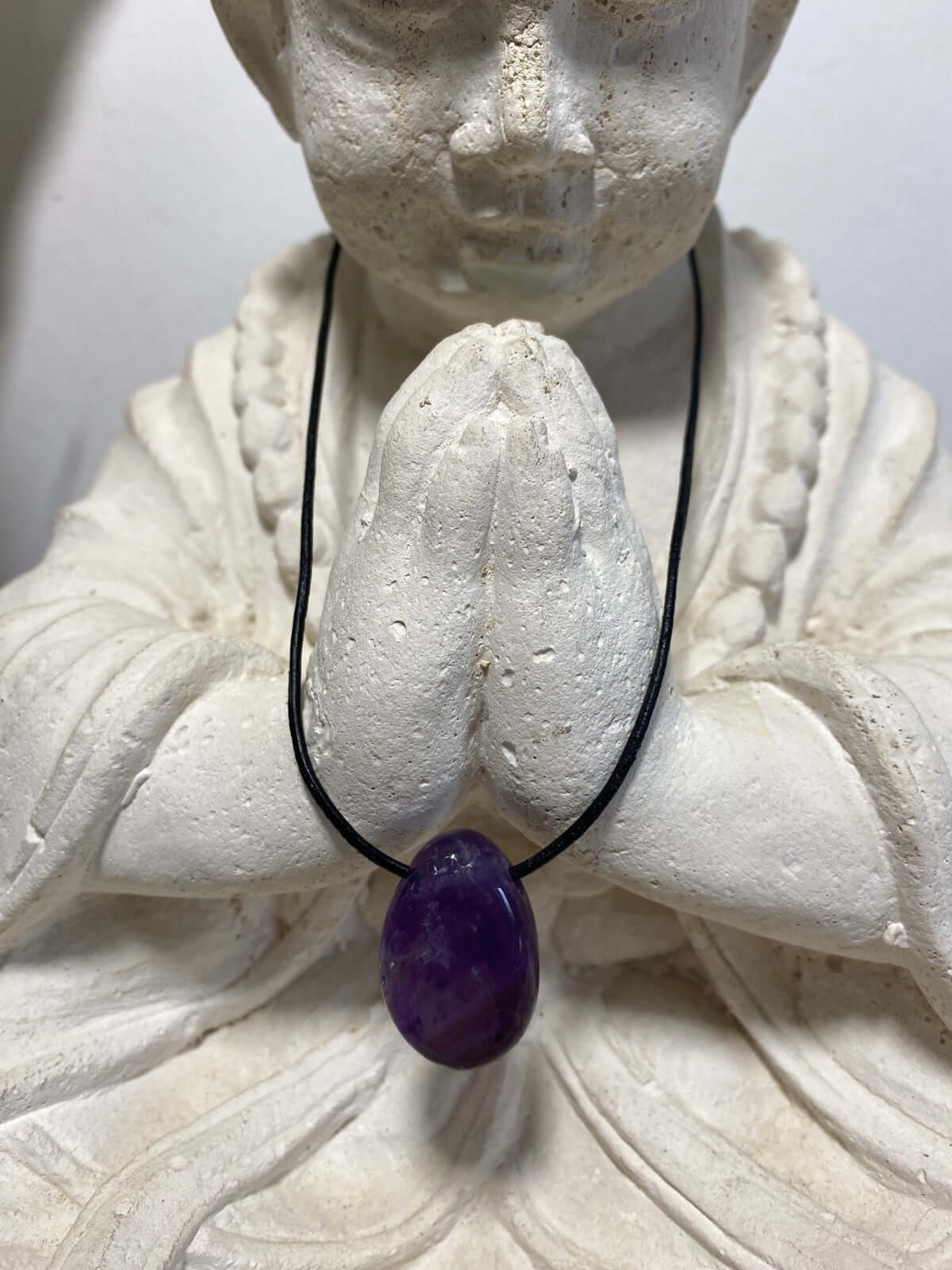 AMETHYST Drop Shape o płaskim kształcie ze skórzanym paskiem